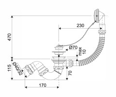 Сифон для ванны IDROSPANIA S тип перелив 1/2"x40 мм (660455)