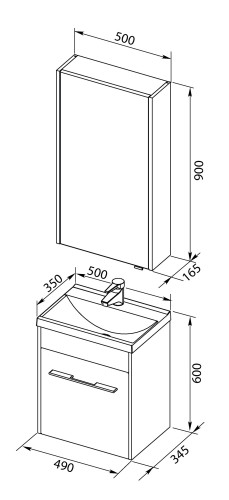 Тумба под раковину Aquanet Августа 50 белый (ручки хром)