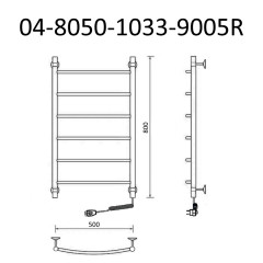 Полотенцесушитель электрический ВИД 4 80х50 правый, СНШ, черный матовый(RAL 9005), (Ferrum), Маргроид