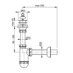 Сифон для раковины Alcadrain Ø32 с пластмассовой peшeткой Ø63 (A421)