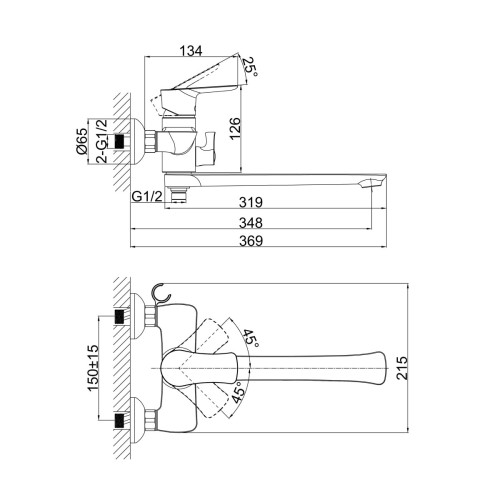 Смеситель для ванны D&K Rhein DA1273301, хром