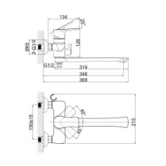 Смеситель для ванны D&amp;K Rhein DA1273301, хром