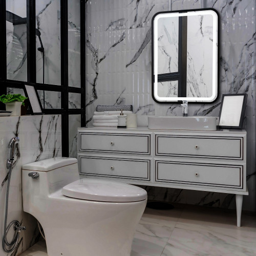 Зеркало AZARIO Мальта-лофт 600х800 c подсветкой и диммером, сенсор выкл, рама пластик (LED-00002353)