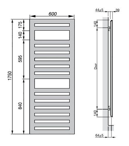 Полотенцесушитель Zehnder Metropolitan Spa MET-180-060