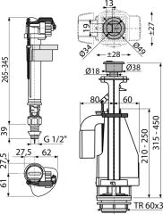 Выпускной комплект Alcadrain с двойной кнопкой SA08SK 1/2&quot;