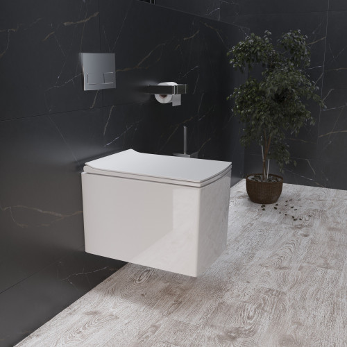 Унитаз Grossman GR-4460S (510*350*360) БЕЛЫЙ подвесной БЕЗОБОДКОВЫЙ с тонкой крышкой