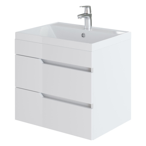 Комплект тумба подвесная Итана Александра 60 (603х45х*575) с раковиной Classica 60, белый глянец (312609)