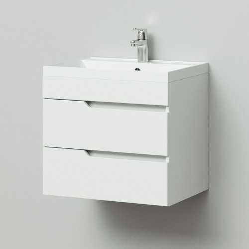 Комплект тумба подвесная Итана Александра 60 (603х45х*575) с раковиной Classica 60, белый глянец (312609)