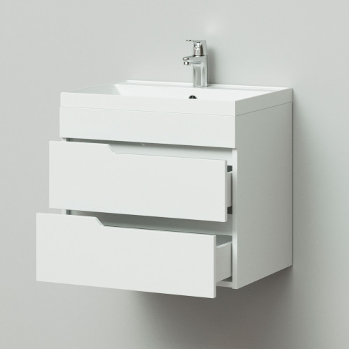 Комплект тумба подвесная Итана Александра 60 (603х45х*575) с раковиной Classica 60, белый глянец (312609)