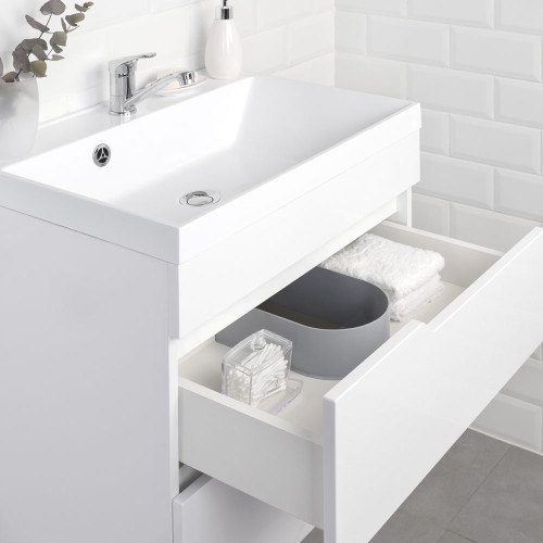 Комплект тумба подвесная Итана Александра 60 (603х45х*575) с раковиной Classica 60, белый глянец (312609)