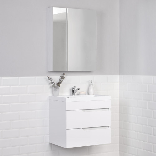 Комплект тумба подвесная Итана Александра 60 (603х45х*575) с раковиной Classica 60, белый глянец (312609)