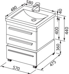 Тумба с раковиной Aquanet Нота NEW 58 черный