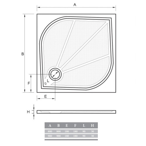 Мраморный поддон Alpen Virtus 900x900 APS0079