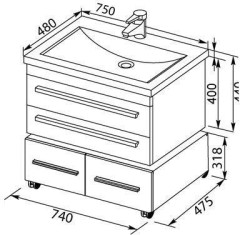 Тумба под раковину Aquanet Нота 75 венге