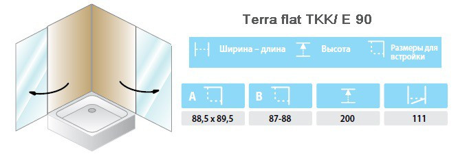 Душевой уголок Kolpa San Terra Flat TKK/E 90x90