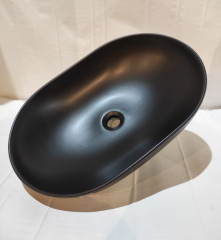 White Ceramic Balisong, накладная овальная раковина 60x40x15h см, цвет черный матовый