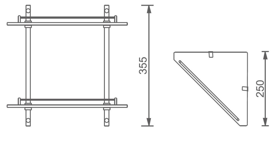 Полочка Aquanet 8024 (двойная, угловая)