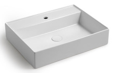 White Ceramic Like, накладная/подвесная прямоугольная раковина с отверстием п/с 60x46x13h см, цвет черный матовый