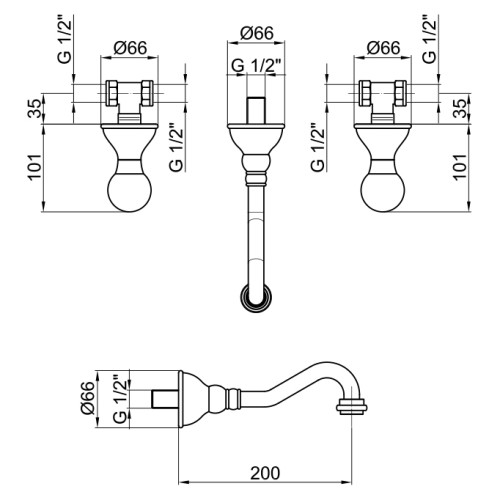 Смеситель для раковины Webert Karenina KA750404017, хром/золото