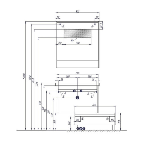 Комод AQUATON Капри 80х42.9х21.3 Бетон пайн (1A231103KPDA0)