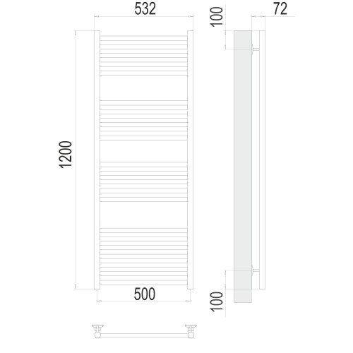 Полотенцесушитель TERMINUS Стандарт Аврора П22 500х1200 NEW