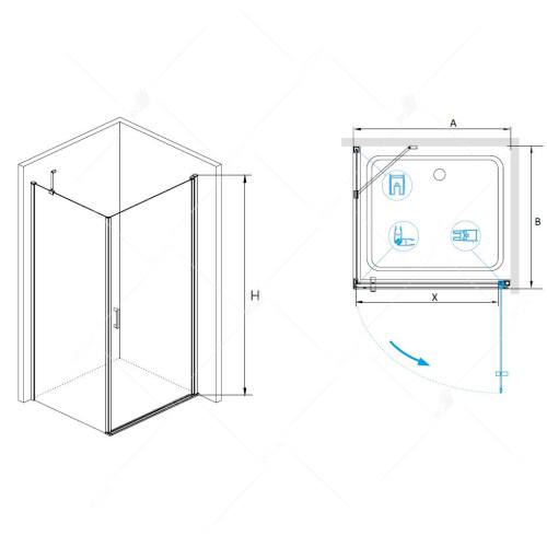 Душевой уголок RGW LE-34 (LE-03 + Z-14) арт. 06123462-11