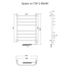 Полотенцесушитель Браво эл ТЭН 2 80*40 (ЛЦ4)