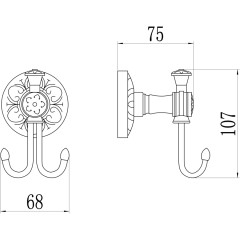 Крючок двойной S-005854A Savol хром