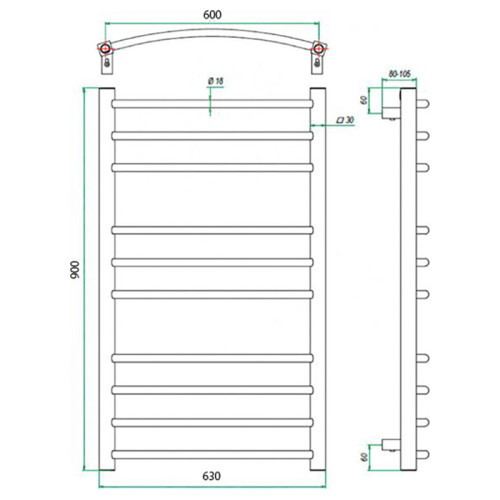 Полотенцесушитель ГРОТА ECOCALMA 63/90