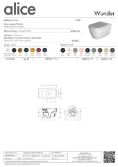 Alice Wunder, подвесной унитаз с вихревой системой смыва и крепежом fixwunder, 53x36 см, цвет белый глянцевый