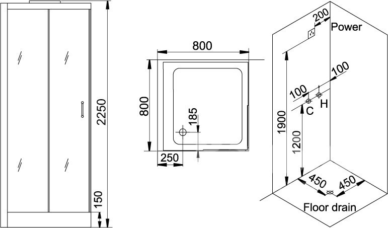Душевая кабина Grande Home WS136L/S6/BB