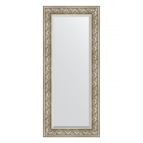 Зеркало настенное с фацетом EVOFORM в багетной раме барокко серебро, 65х150 см, BY 3554