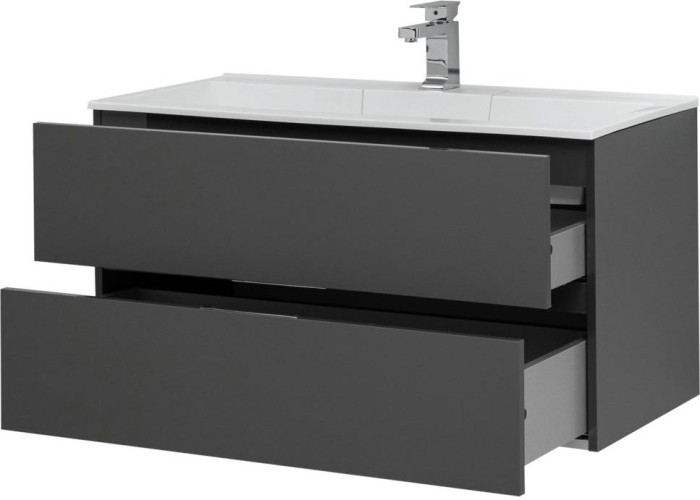 Тумба с раковиной Aquanet Алвита 100 серый антрацит
