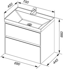 Тумба с раковиной Aquanet Гласс 70 белый
