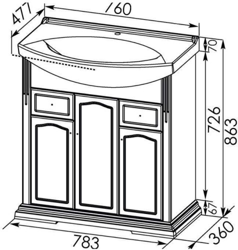 Тумба с раковиной Aquanet Лагуна 75 белый