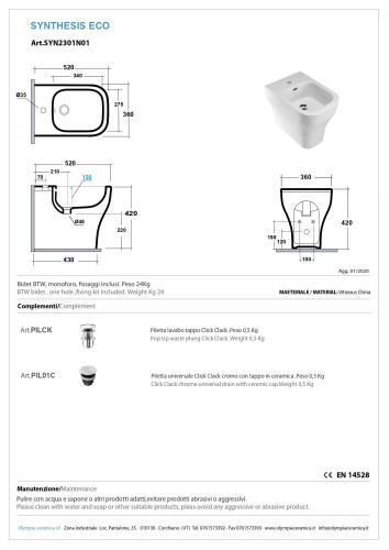 Olympia Synthesis Eco, напольное биде 52x36xh42, цвет черный матовый