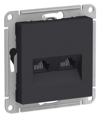 Розетка двойная компьютерная RJ45+RJ45, кат.5E, механизм, КАРБОН Schneider Electric ATLASDESIGN ATN001085