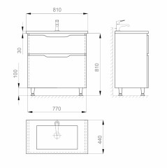 Комплект в ванную Ceruttispa тумба Алессандрия 80 с умывальником &quot;Кантэ 80&quot;