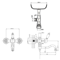 ADRIA-Uno смеситель для ванной с кронштейном для ручн.душа (хром) Caprigo 02-511-crm
