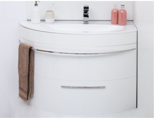 Тумба с раковиной De Aqua Эскалада 100 R белый, подвесная с ручкой