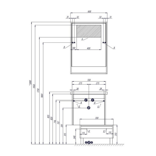 Комод AQUATON Капри 55х42.9х21.3 Бетон пайн (1A231003KPDA0)