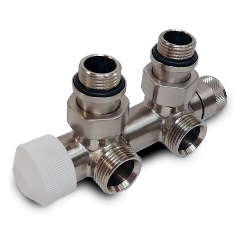 Узел нижнего подключения термостатический SR Rubinetterie угловой 1/2"х3/4"Е Хром матовый (Правый)