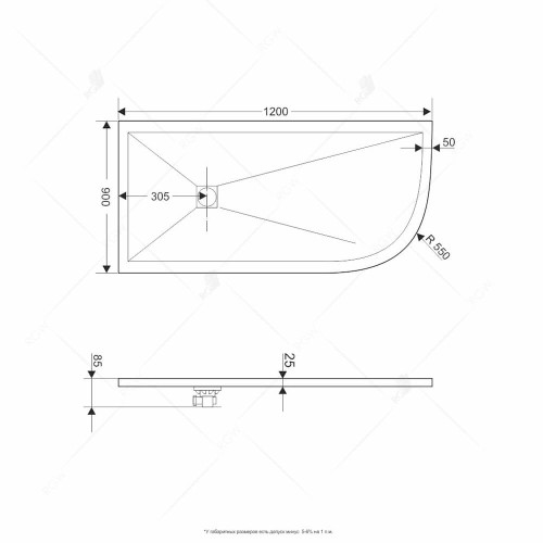Душевой поддон асимметричный RGW ST/AL-W Белый (Комплект) арт. 16154129-01LK