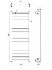 Полотенцесушитель водяной GROTA ECOCLASSIC 300x1200