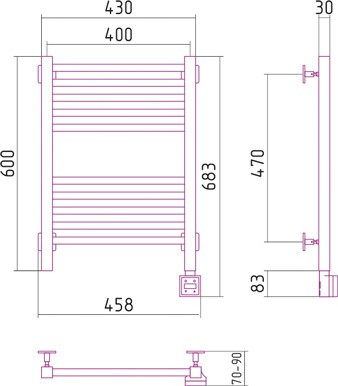 Электрический полотенцесушитель Сунержа Модус 600х400