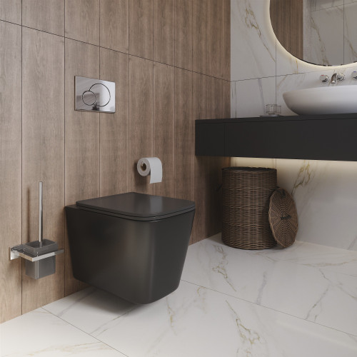 Унитаз Grossman GR-4441BMS (520*360*370) подвесной БЕЗОБОДКОВЫЙ черный матовый с тонкой крышкой