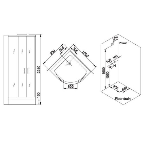 Душевая кабина Grande Home WS140L/S6/BB