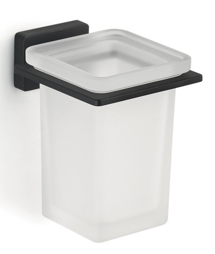 Gedy Atena, настенный стеклянный стакан, цвет черный матовый