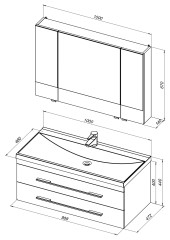 Комплект мебели для ванной Aquanet Нота NEW 100 белый (камерино)