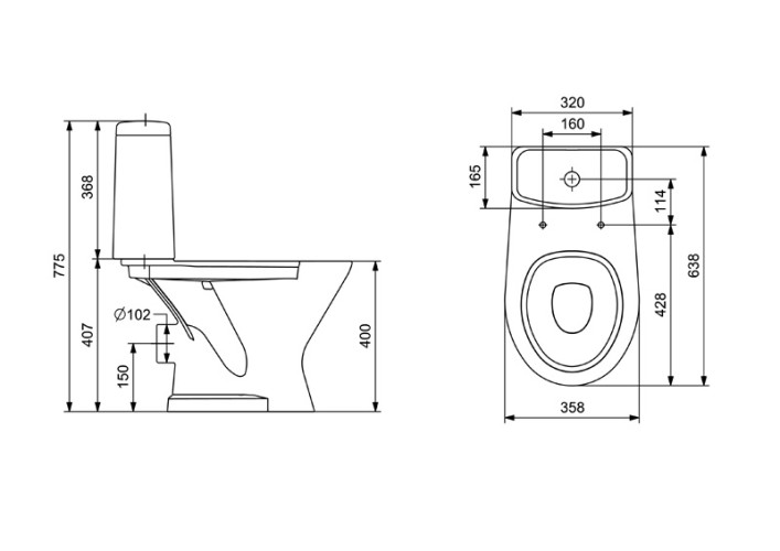 Унитаз-компакт Santeri Грация с горизонтальным выпуском (1.P210.3.S00.00B.F)